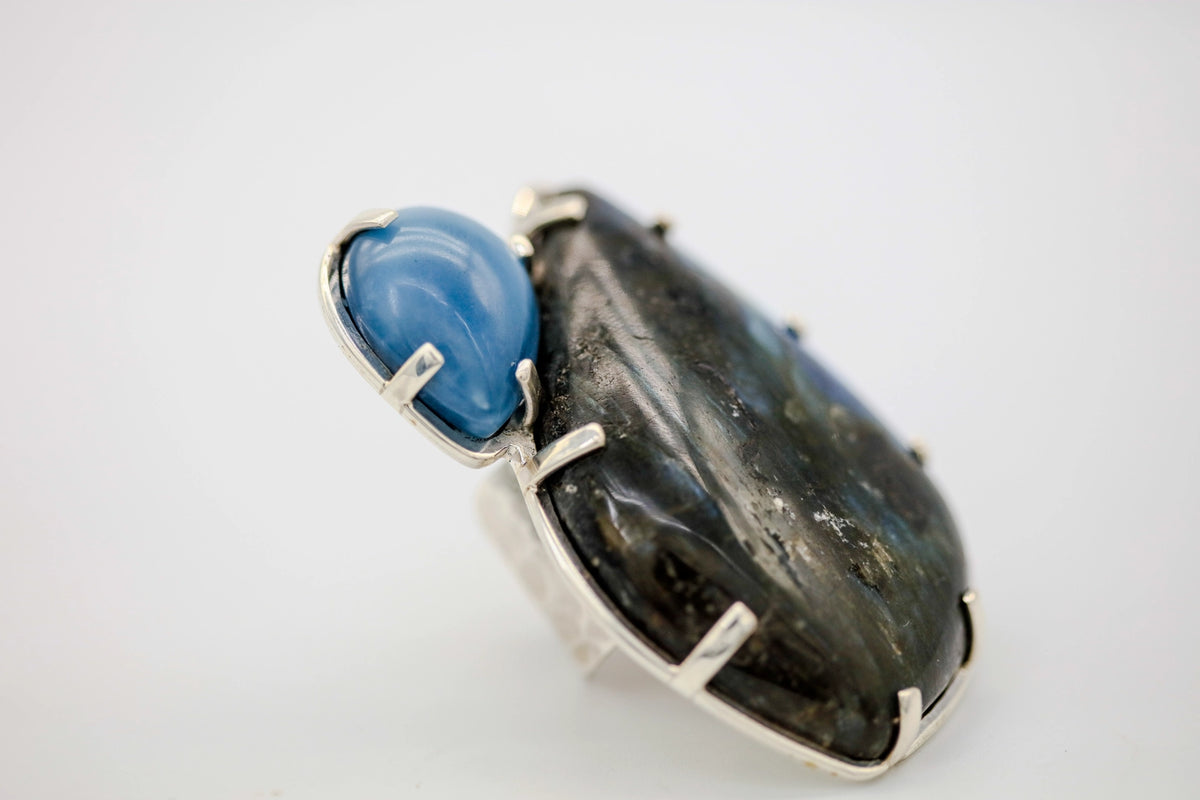 Labradorite & Swedish Blue One of One Ring – view 5