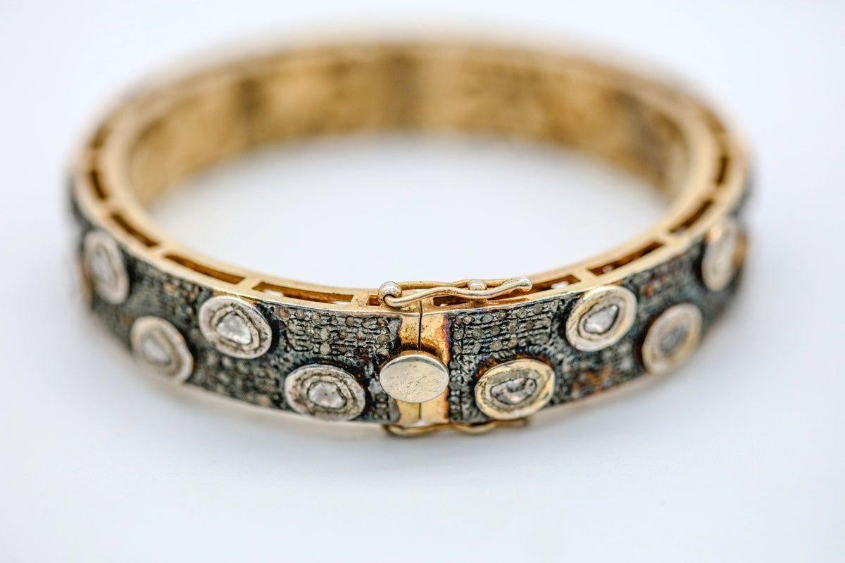 Natural Diamond Slice Pavé Bangle in Gold Vermeil by Made Design Jewelry