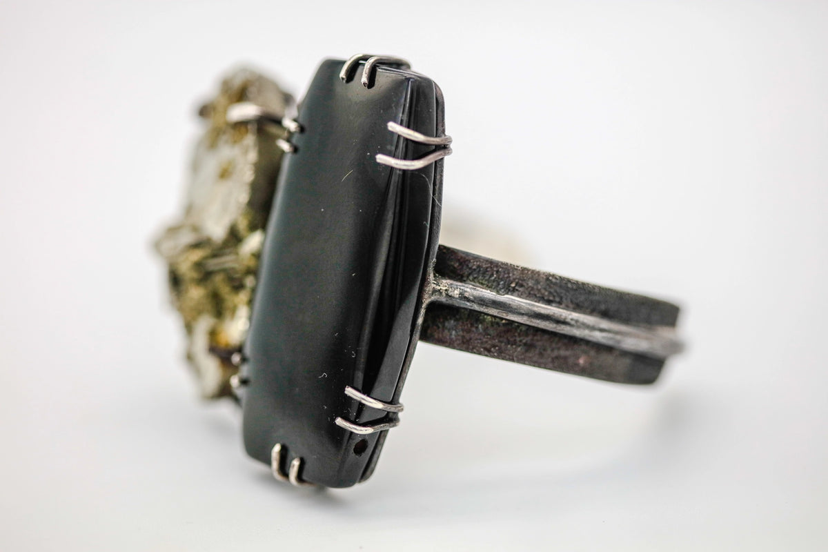Pyrite & Black Onyx One of One Ring – view 3