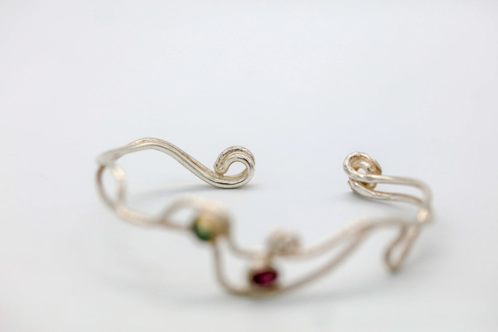 Black Opal & Pink Tourmaline Wave One of One Cuff – view 2