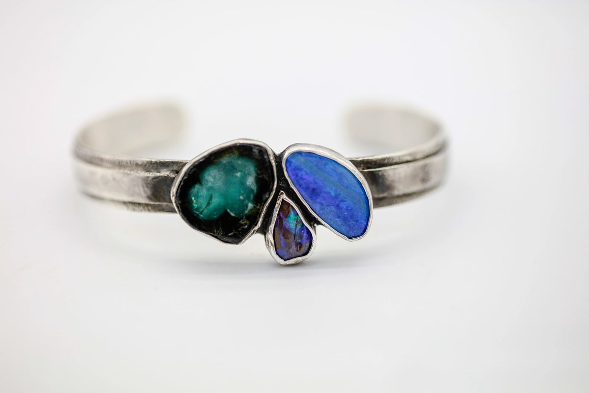 Three-Stone Geode One of One Cuff by Made Design Jewelry