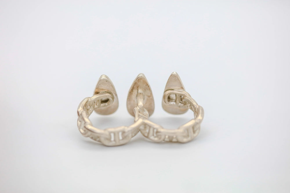 White Buffalo, Persian Turquoise & Rosarita Two-Finger One of One Ring – view 2