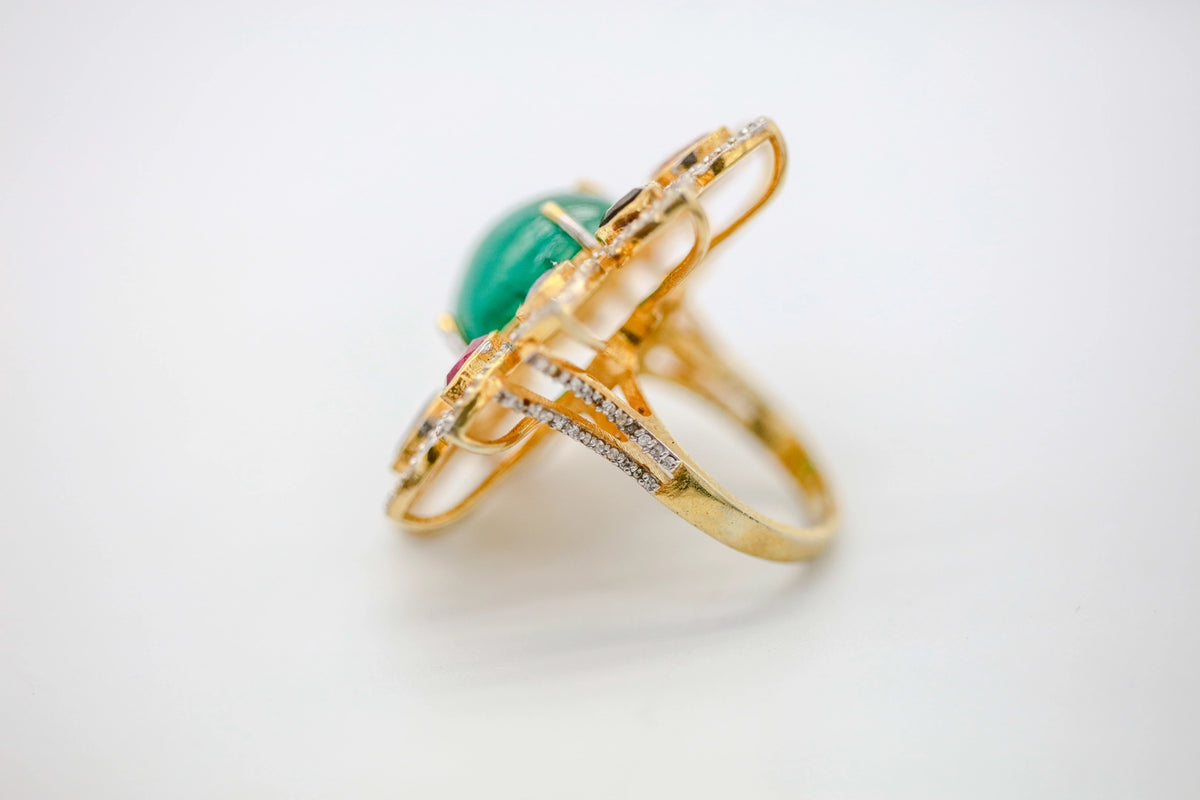 Emerald & Multicolor Tourmaline Diamond One of One Ring – view 5