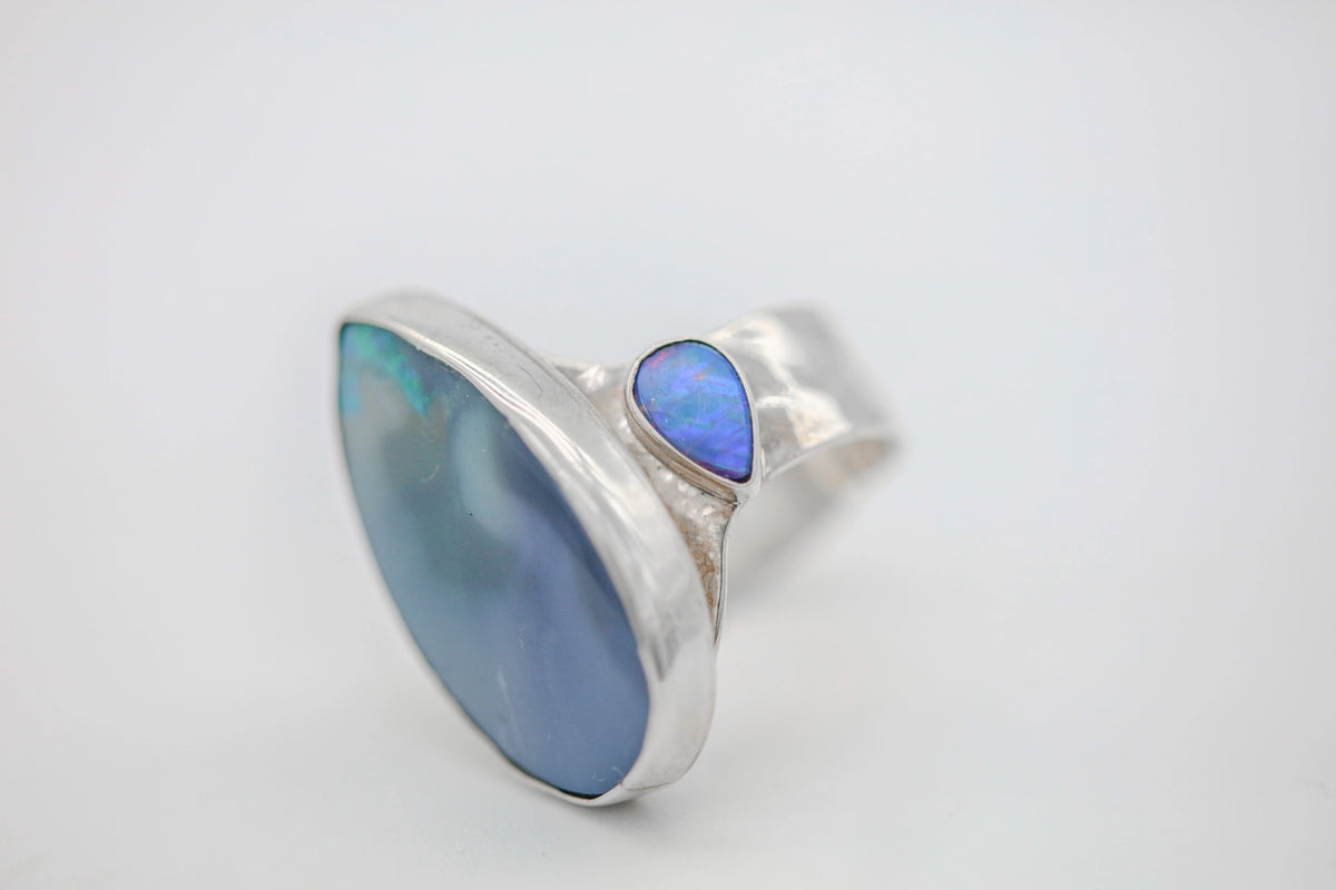 Australian Boulder Opal Teardrop One of One Ring – view 3