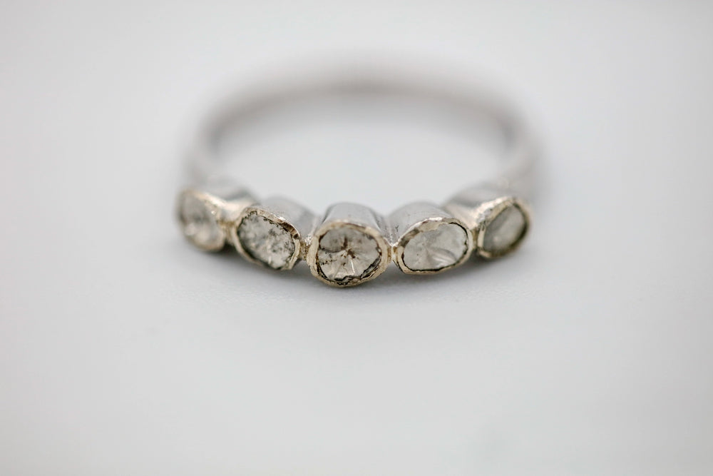 Natural Diamond Slice Five-Stone Band in Sterling Silver by Made Design Jewelry