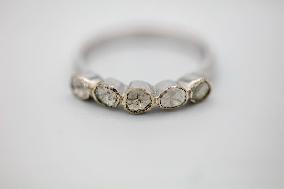 Natural Diamond Slice Five-Stone Band in Sterling Silver by Made Design Jewelry