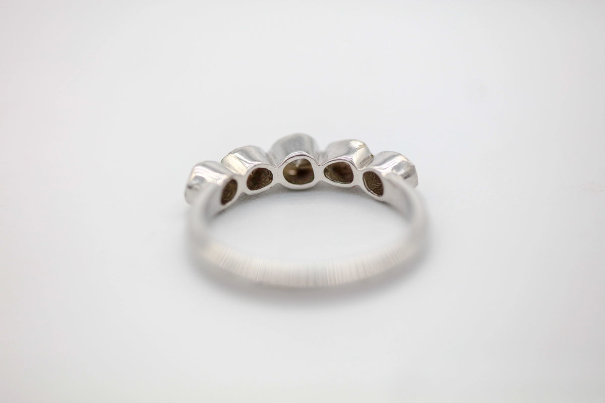 Natural Diamond Slice Five-Stone Band in Sterling Silver – view 3