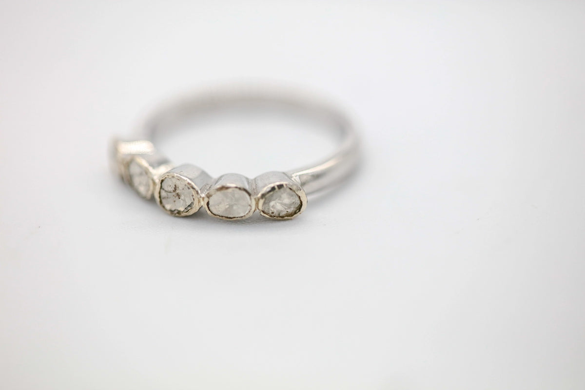 Natural Diamond Slice Five-Stone Band in Sterling Silver – view 4