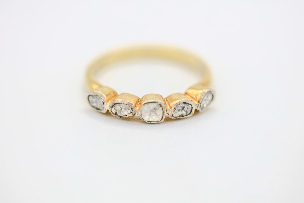 Natural Diamond Slice Five-Stone Band in Gold Vermeil by Made Design Jewelry
