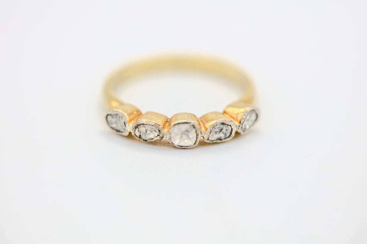 Natural Diamond Slice Five-Stone Band in Gold Vermeil by Made Design Jewelry
