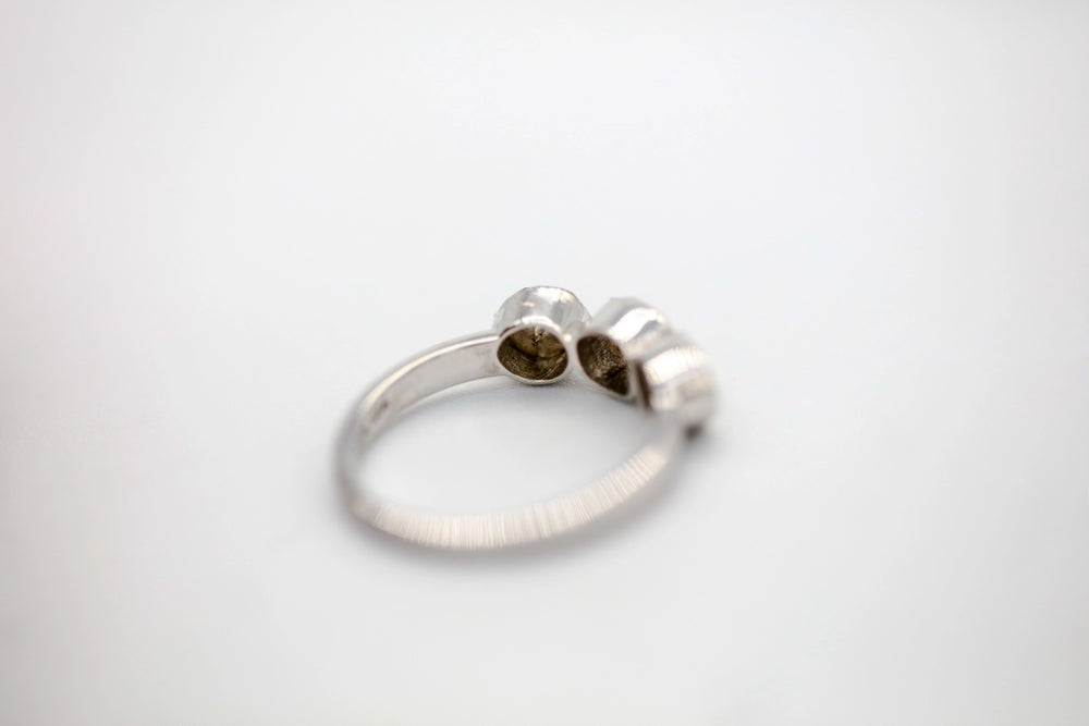 Natural Diamond Slice Three-Stone Ring in Sterling Silver – view 2