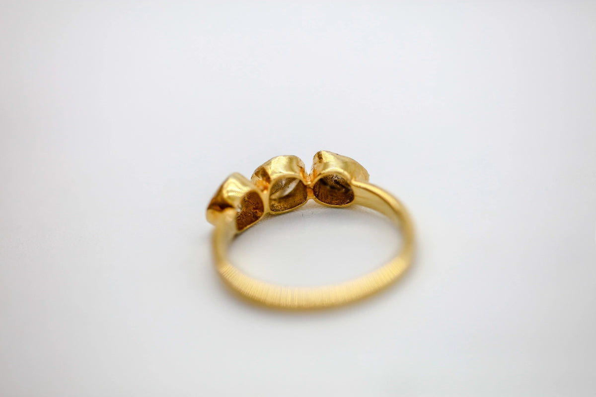 Natural Diamond Slice Three-Stone Ring in Gold Vermeil – view 4
