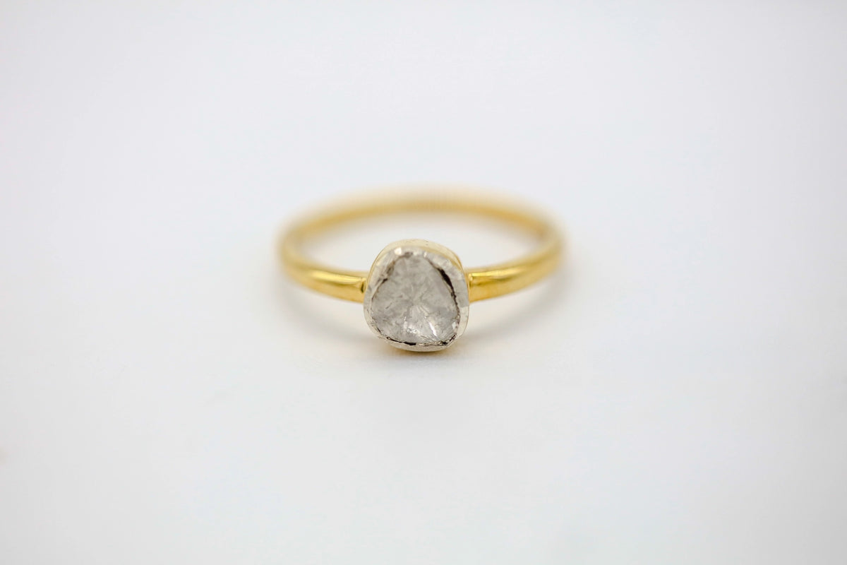 Natural Diamond Slice Solitaire Ring in Gold Vermeil – view 2