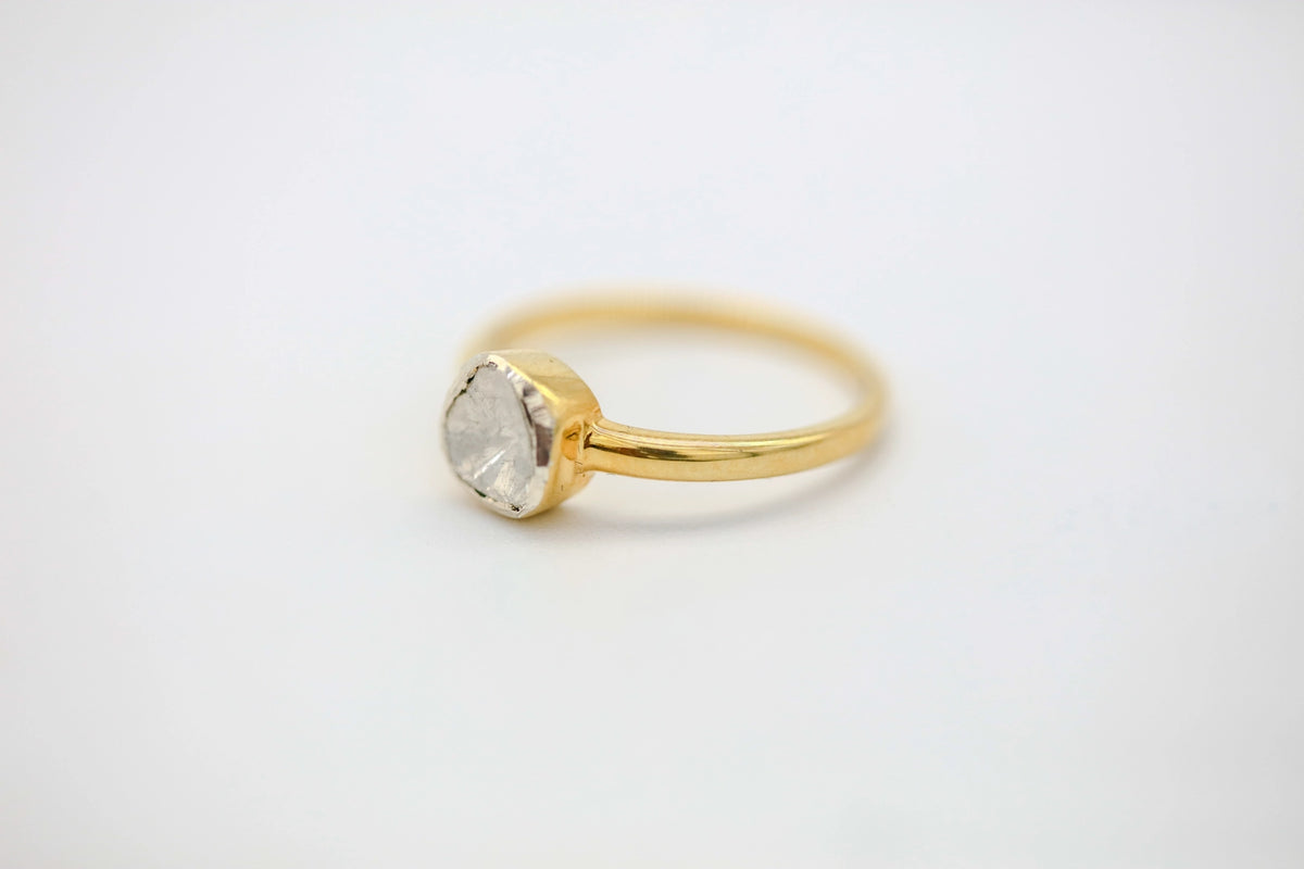 Natural Diamond Slice Solitaire Ring in Gold Vermeil – view 3