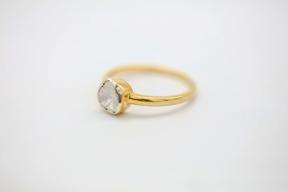 Natural Diamond Slice Solitaire Ring in Gold Vermeil by Made Design Jewelry