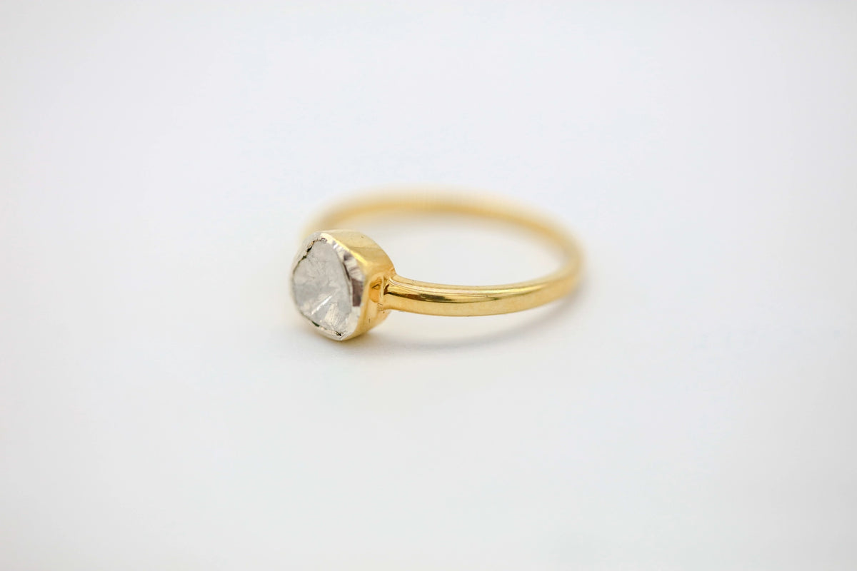 Natural Diamond Slice Solitaire Ring in Gold Vermeil by Made Design Jewelry