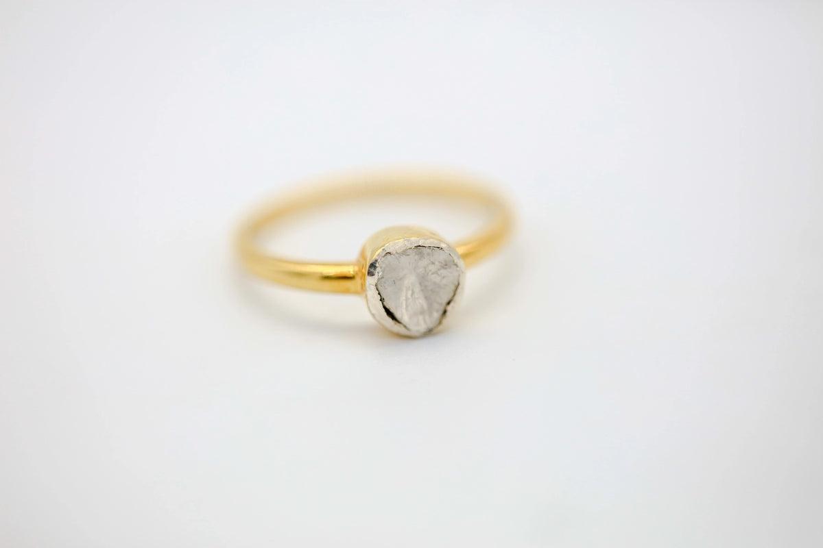 Natural Diamond Slice Solitaire Ring in Gold Vermeil – view 6