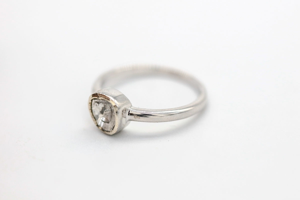Natural Diamond Slice Solitaire Ring in Sterling Silver – view 6