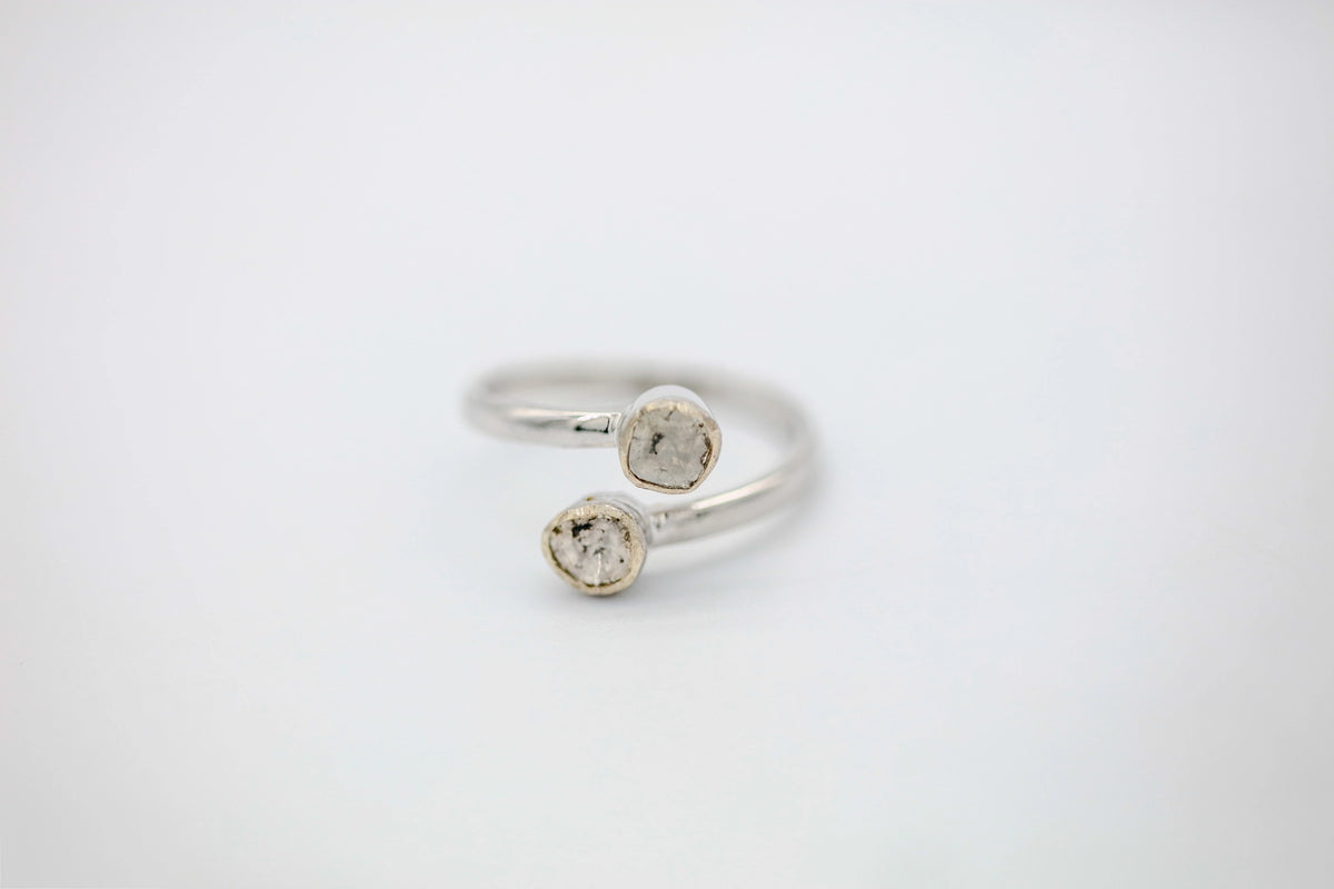 Natural Diamond Slice Infinity Ring in Sterling Silver by Made Design Jewelry