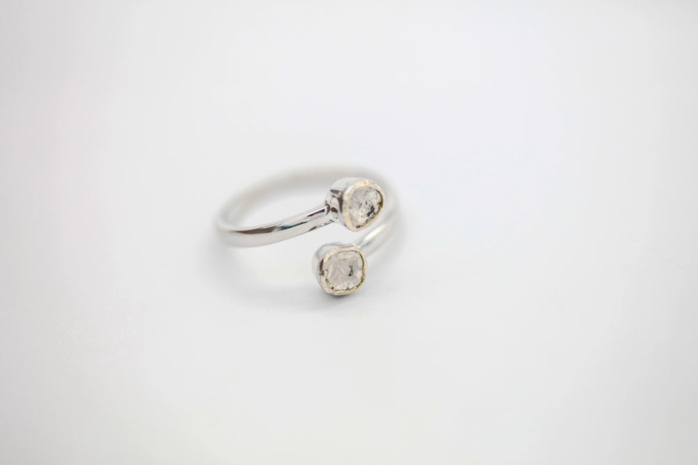 Natural Diamond Slice Infinity Ring in Sterling Silver – view 2