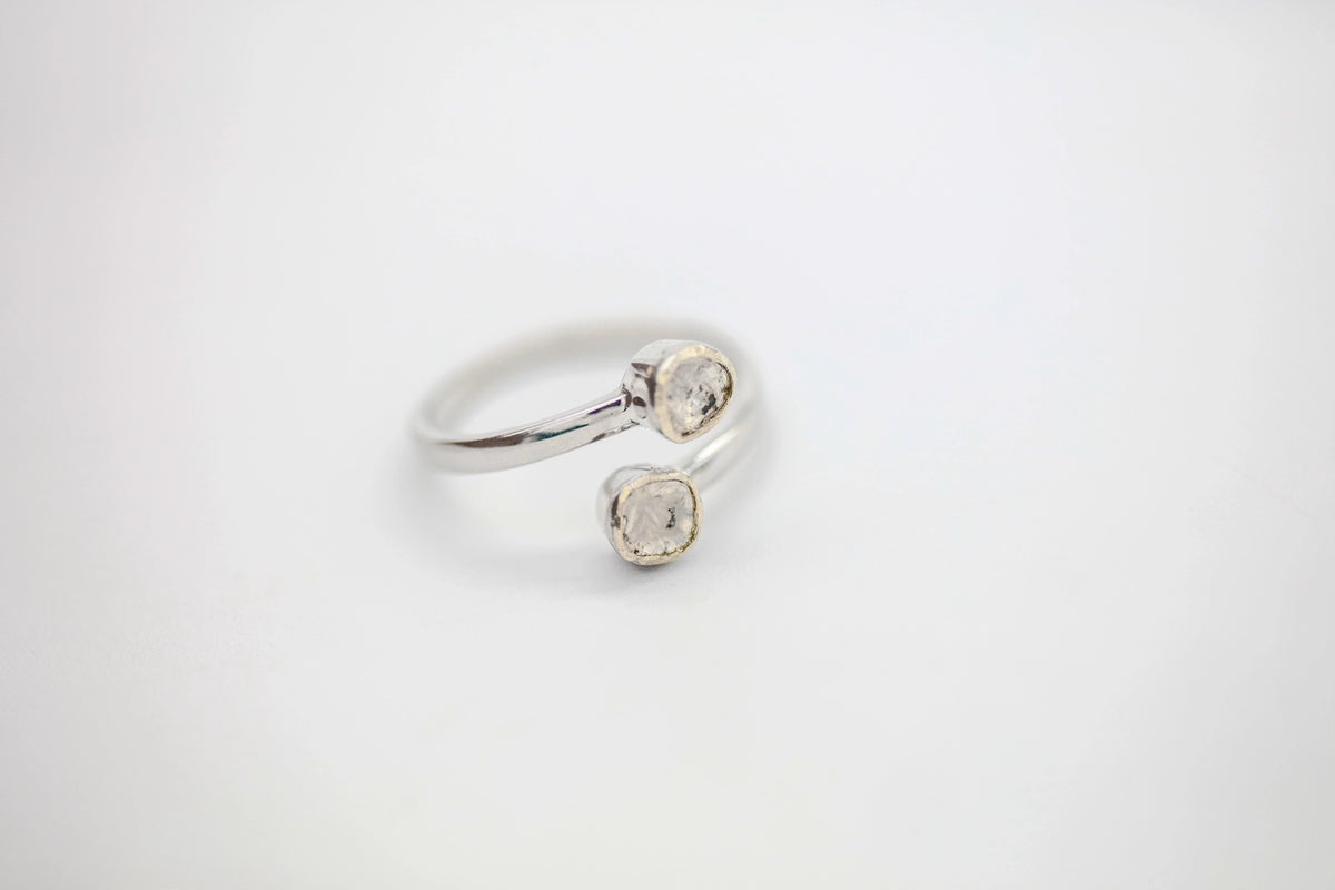 Natural Diamond Slice Infinity Ring in Sterling Silver – view 2