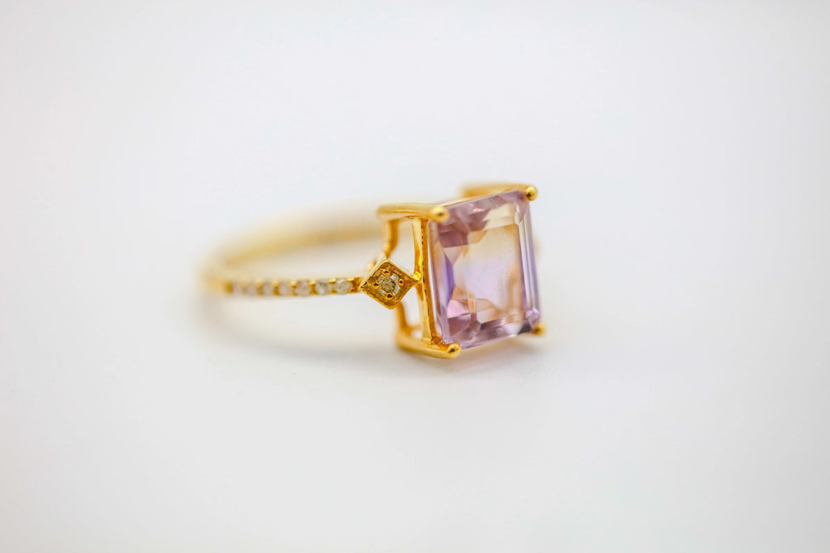 Ametrine Diamond Ring in Gold Vermeil – view 2