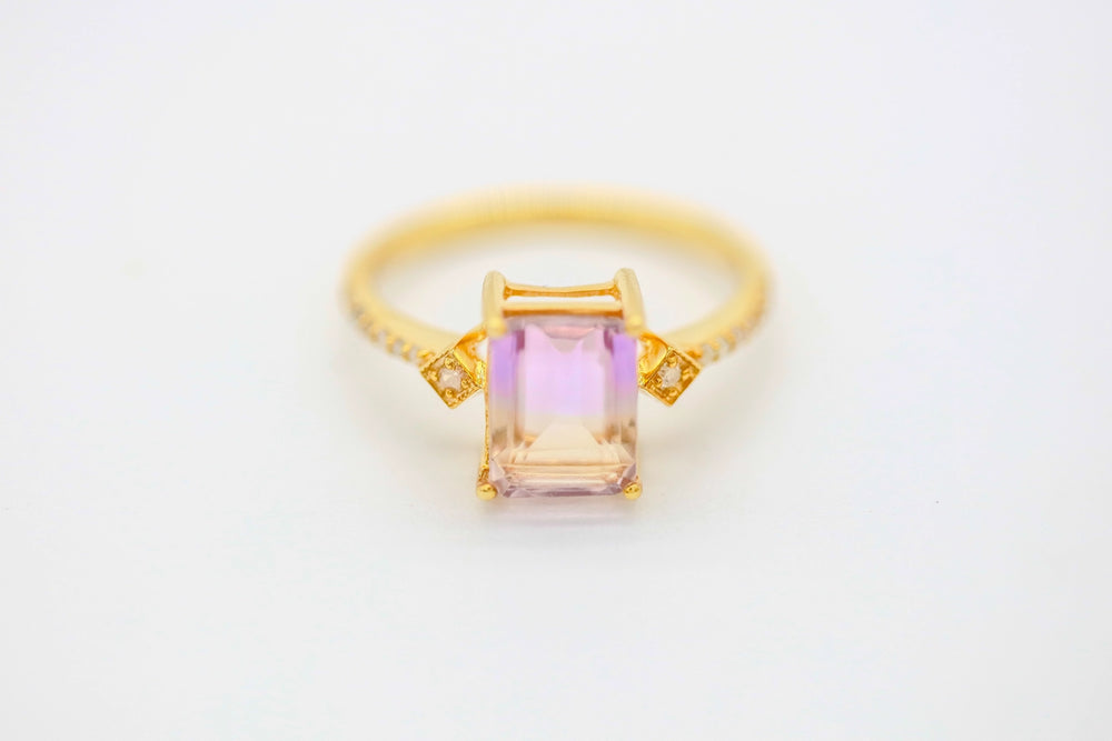 Ametrine Diamond Ring in Gold Vermeil by Made Design Jewelry