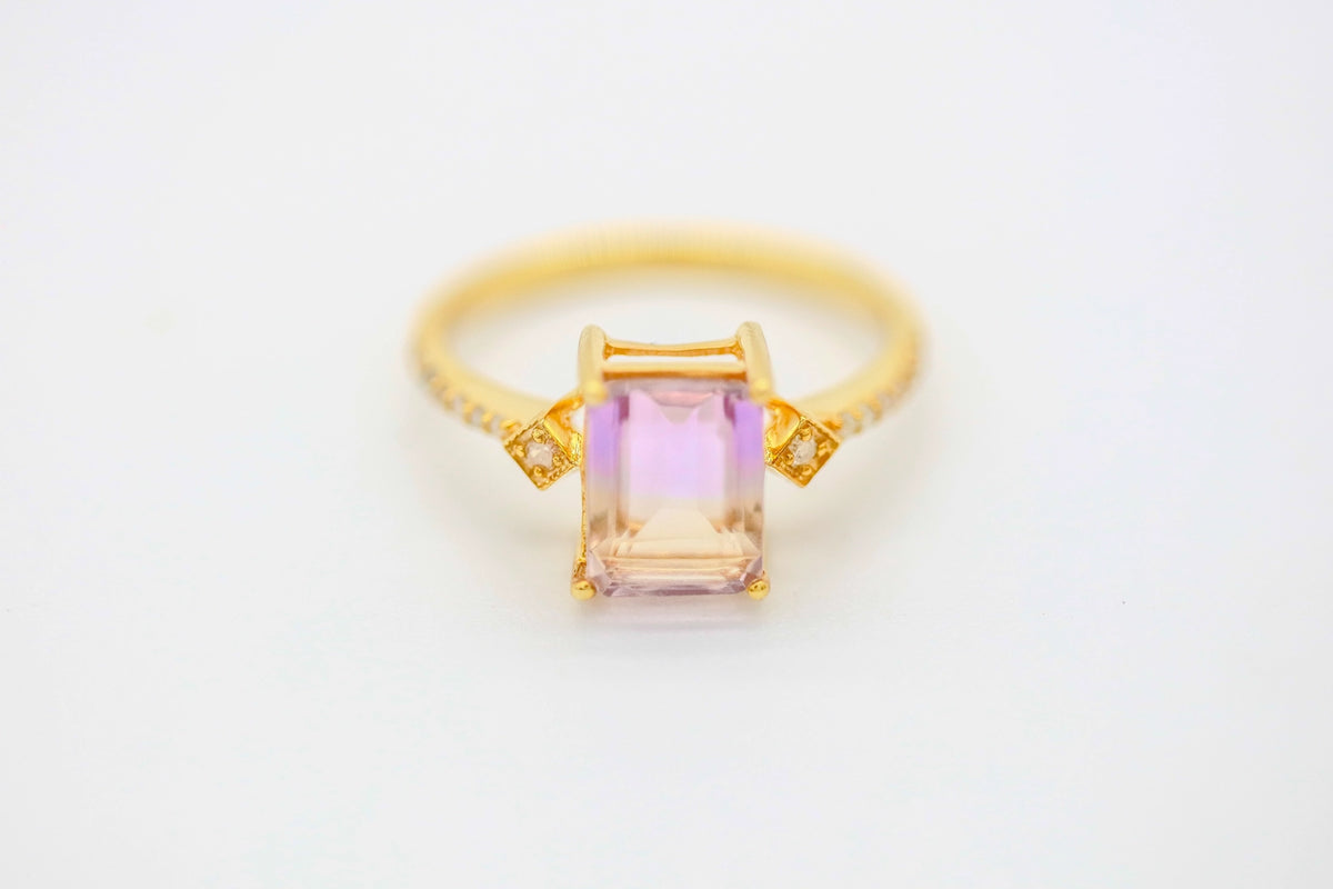 Ametrine Diamond Ring in Gold Vermeil by Made Design Jewelry