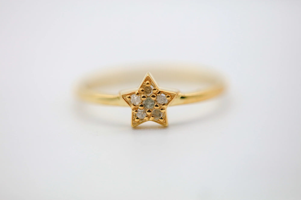 Natural Diamond Star Ring in Gold Vermeil by Made Design Jewelry