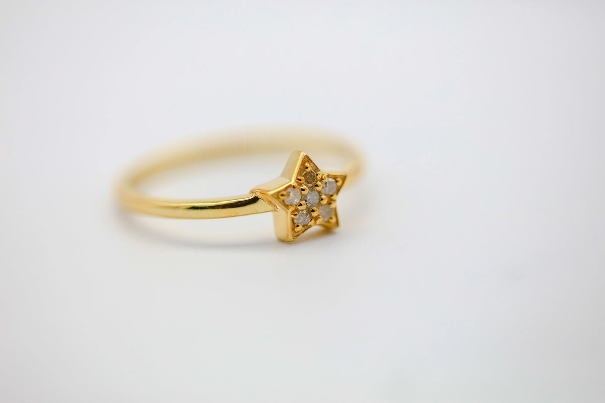 Natural Diamond Star Ring in Gold Vermeil – view 5