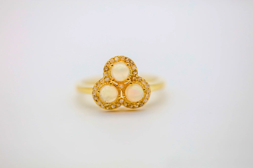 Opal Diamond Cluster Ring in Gold Vermeil by Made Design Jewelry