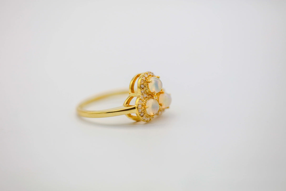 Opal Diamond Cluster Ring in Gold Vermeil – view 3