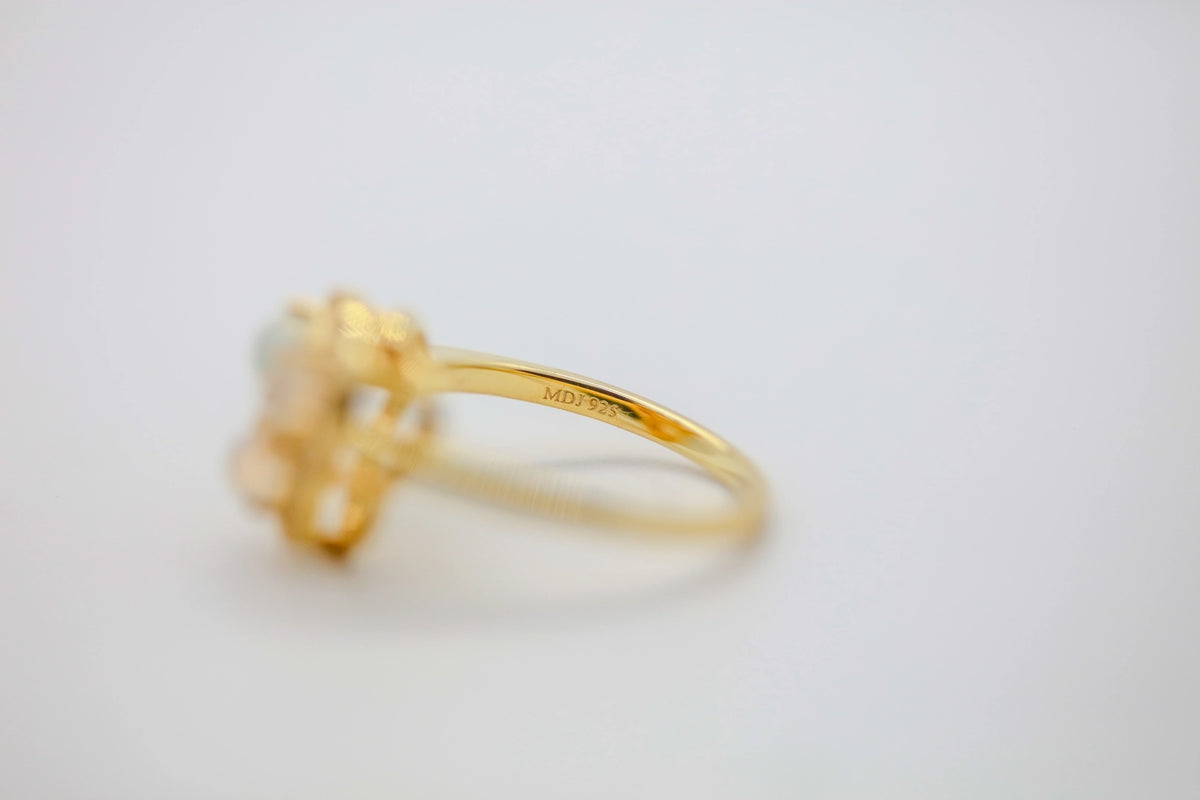 Opal Diamond Cluster Ring in Gold Vermeil – view 6