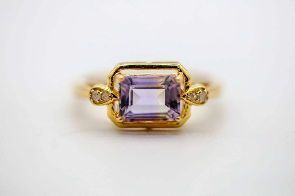 Amethyst Diamond East-West Ring in Gold Vermeil by Made Design Jewelry