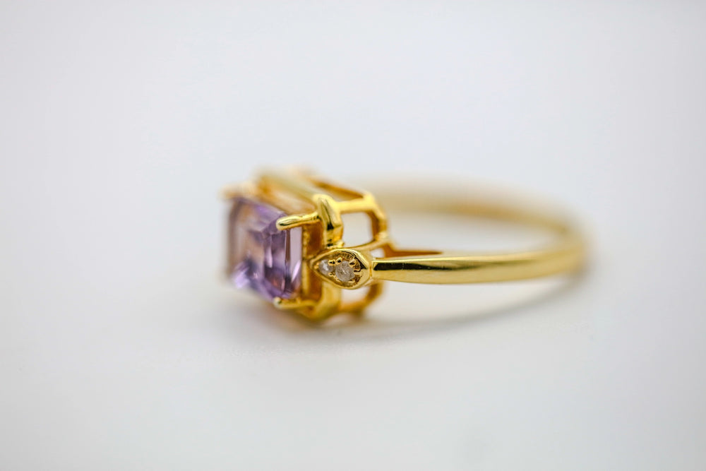 Amethyst Diamond East-West Ring in Gold Vermeil – view 2