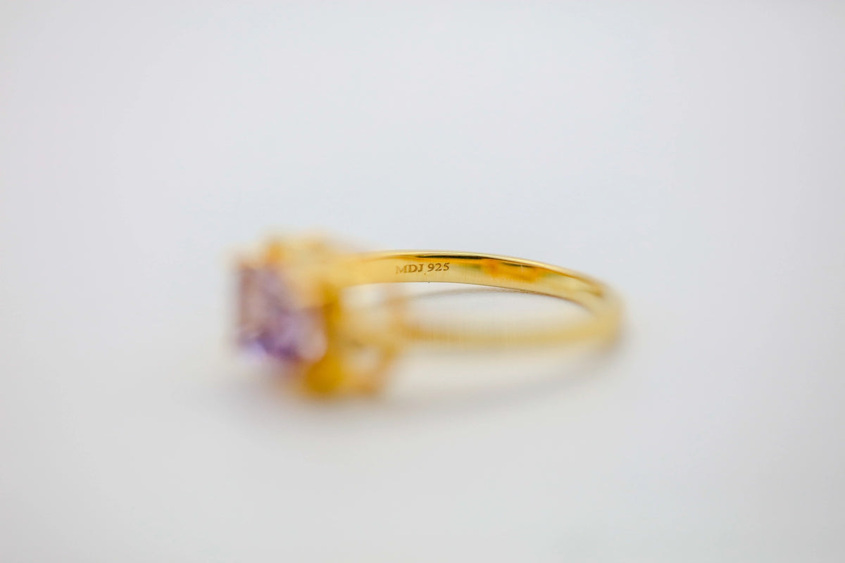 Amethyst Diamond East-West Ring in Gold Vermeil – view 3