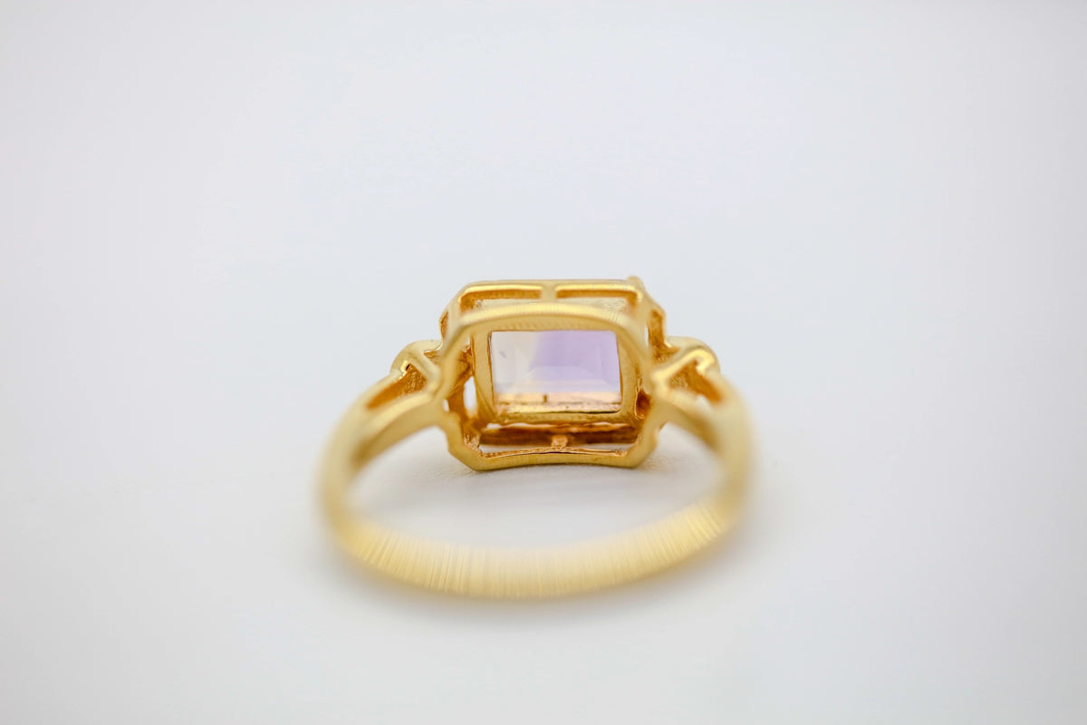 Amethyst Diamond East-West Ring in Gold Vermeil – view 4
