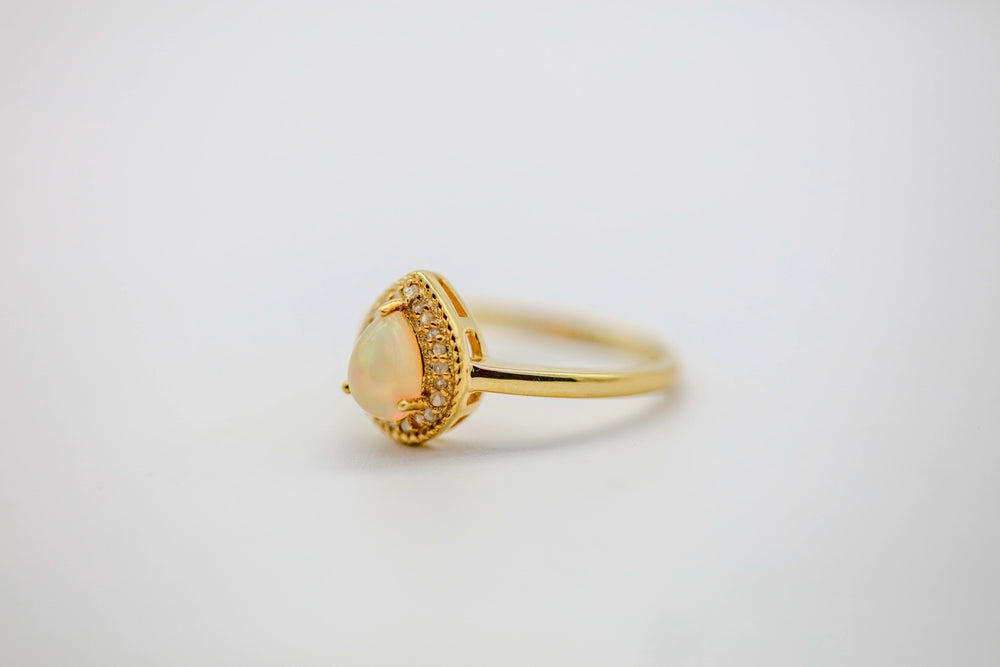 Opal Diamond Halo Ring in Gold Vermeil – view 2