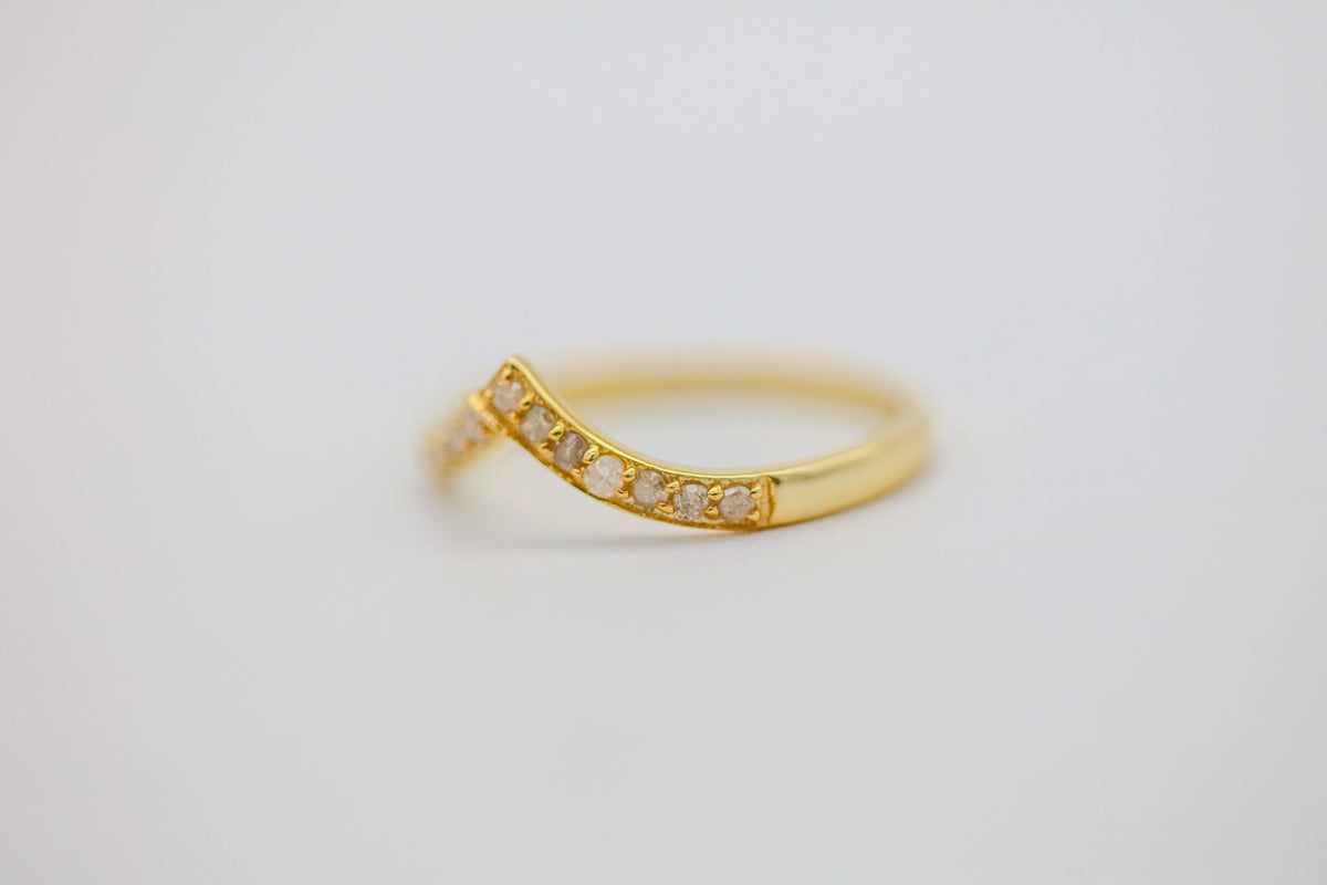 Natural Diamond Chevron Ring in Gold Vermeil – view 2
