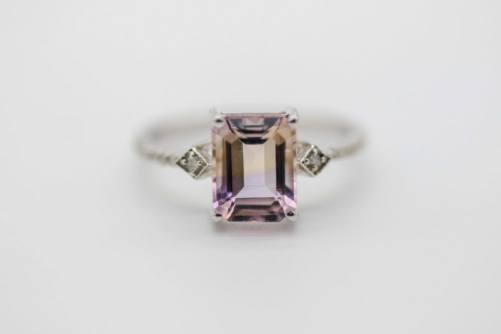 Ametrine Diamond Ring in Sterling Silver – view 2