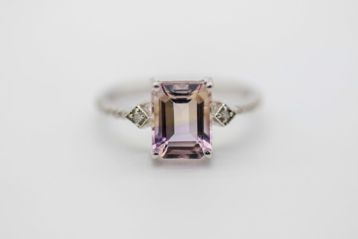Ametrine Diamond Ring in Sterling Silver – view 2