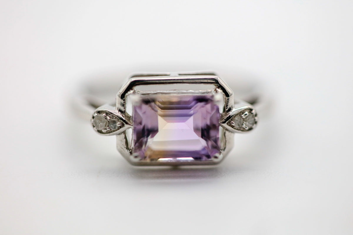 Ametrine Diamond Ring in Sterling Silver by Made Design Jewelry