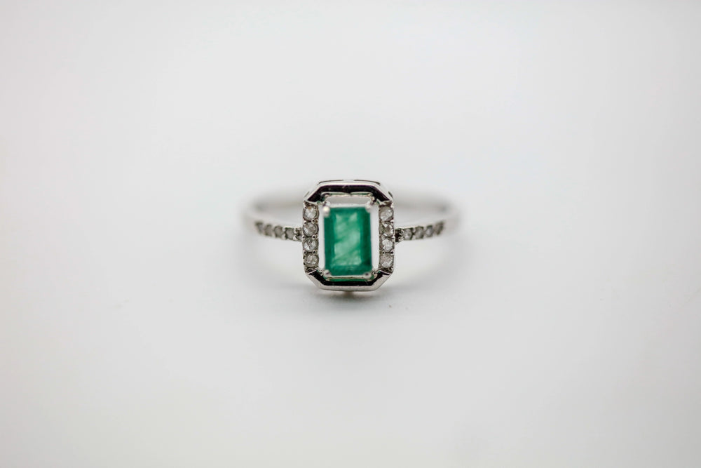 Colombian Emerald Diamond Ring in Sterling Silver by Made Design Jewelry