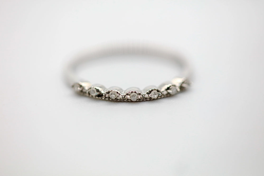 Natural Diamond Marquise Station Band in Sterling Silver by Made Design Jewelry