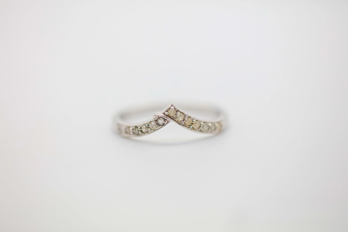 Natural Diamond Chevron Ring in Sterling Silver – view 4