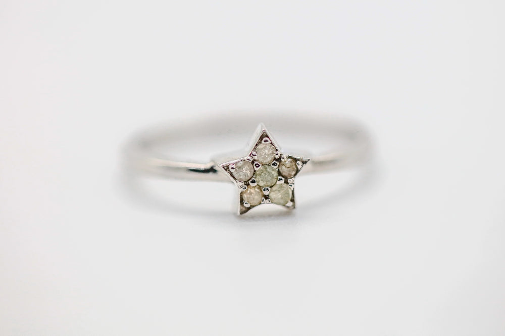 Natural Diamond Star Ring in Sterling Silver – view 2