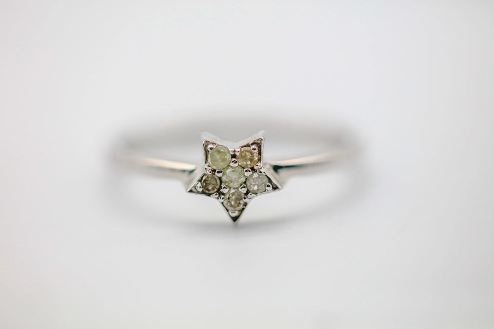 Natural Diamond Star Ring in Sterling Silver by Made Design Jewelry