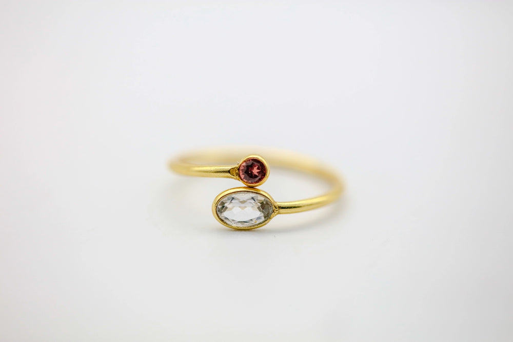 Garnet & White Topaz Infinity Ring by Made Design Jewelry
