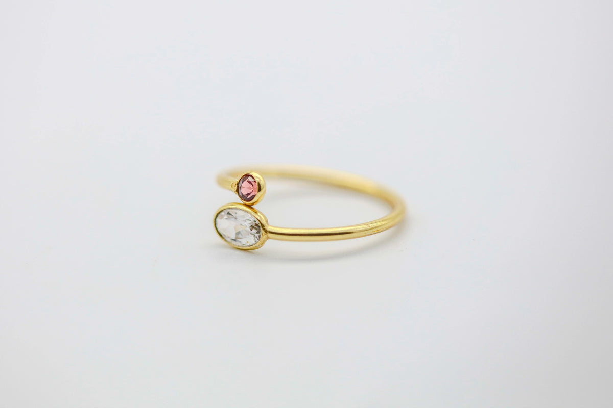 Garnet & White Topaz Infinity Ring – view 2