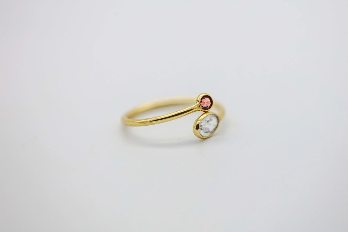 Garnet & White Topaz Infinity Ring – view 3